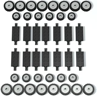 City Car Wheels Tires Axles Kits Set, 70pcs Vehicle Truck Parts Classic Pieces Accessories, Bulk Bricks Sets Construction Toys, Compatible with Lego Parts and Pieces
