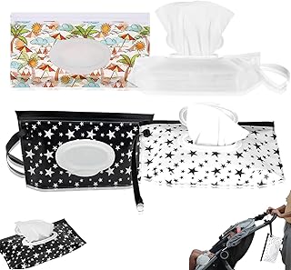 Baby Wipe Holder, 4 Pcs Portable Baby Wipes Dispenser Travel Wipes Case, Reusable Wipes Pouch Container, Refillable Wet Diaper Wipe Holders for Home Outdoor Travel - Fits Most of Wipes & Keeps Fresh