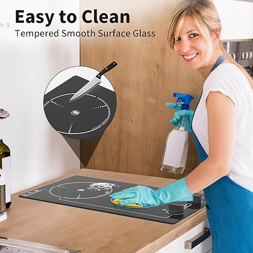 Miniatura 9 de Cocina eléctrica, estufa de 110 V 2100 W, 9 niveles de potencia, bloqueo y temporizador para niños, indicador de superficie caliente, protección