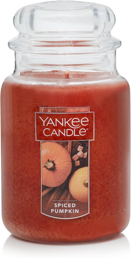 Yankee Candle Bougie parfumée, Citrouille épicée, Original Grand Bocal, Durée de combustion: 110 à 150 heures, 22 oz