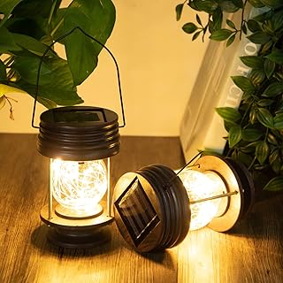 Hanging Solar Lanterns Outdoor - 20 LED Solar Powered Christmas Fairy Lights, Landscape Waterproof Lanterns lamp with Retro Design for Patio, Yard, Garden and Pathway Decoration (Warm Light)