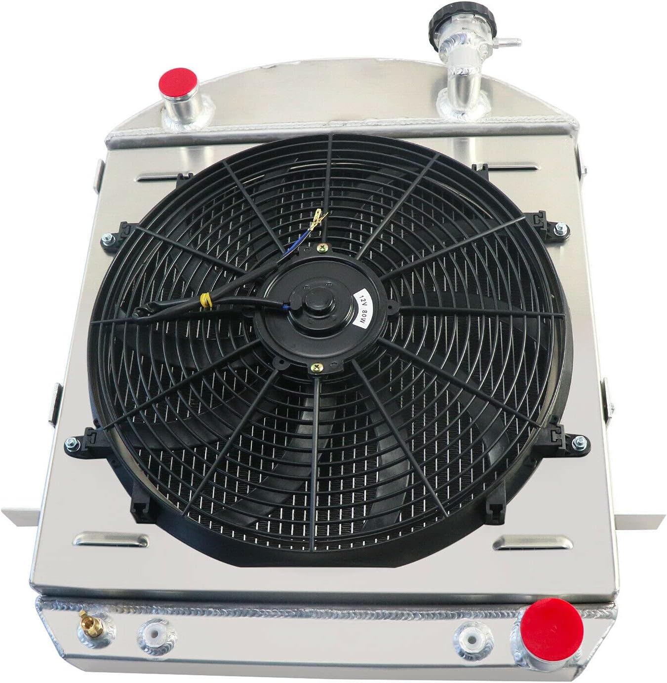 ALLOYWORKS 4 Row All Aluminum Radiator + Shroud Fan + Relay For 1917-1927 Ford Model T Bucket Chevy Engine