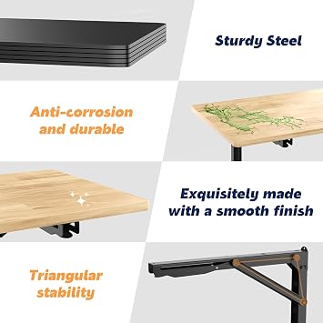 Wall Mounted Folding Workbench, Heavy Duty Foldable Work Table, Collapsible Desk for Workshop, Garage, Office, Home, Holds Up to 550 lb, 47.2