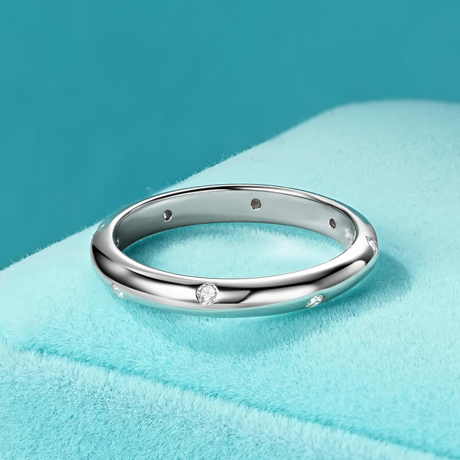 Moissanite Wedding Band Eternity Ring D Color VVS1 925 Sterling Silver Stackable Ring for Women Wife Anniversary Ring - Image 7