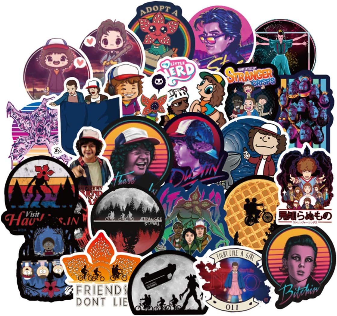 Stranger Things Stickers for Water Bottles Laptops 50 PCS Waterproof Vinyl Decals for Phone Car Motorcycle Bicycle Skateboard Snowboard,Computer, Cars, Bicycles, ski, PS4, Xbox ONE. (Stranger Things)