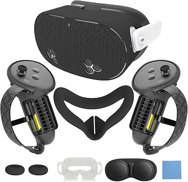 7-in-1 Protective Silicone Cover Set for Meta Quest 3s_Stripe Black