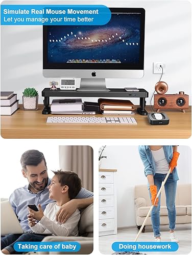 Miniatura 8 de EAXBUX Jiggler mecánico de ratón, dispositivo de movimiento de mouse indetectable con temporizador de intervalo ajustable, pantalla LED y movimiento