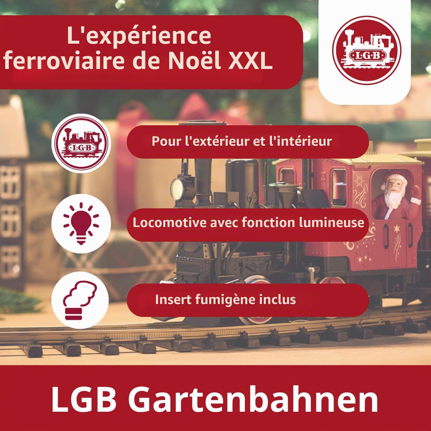 LGB - 70308 Kit de démarrage Train de Jardin avec Locomotive et Deux Wagons, Chemin de Fer extérieur, Voie G