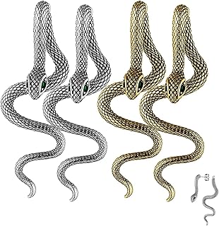 زوجان من اقراط الثعبان الرترو المتداخلة، اقراط من الستانلس ستيل بتصميم قوطي على شكل ثعبان، اقراط راكب الدراجة النارية هدية مجوهرات للبنات