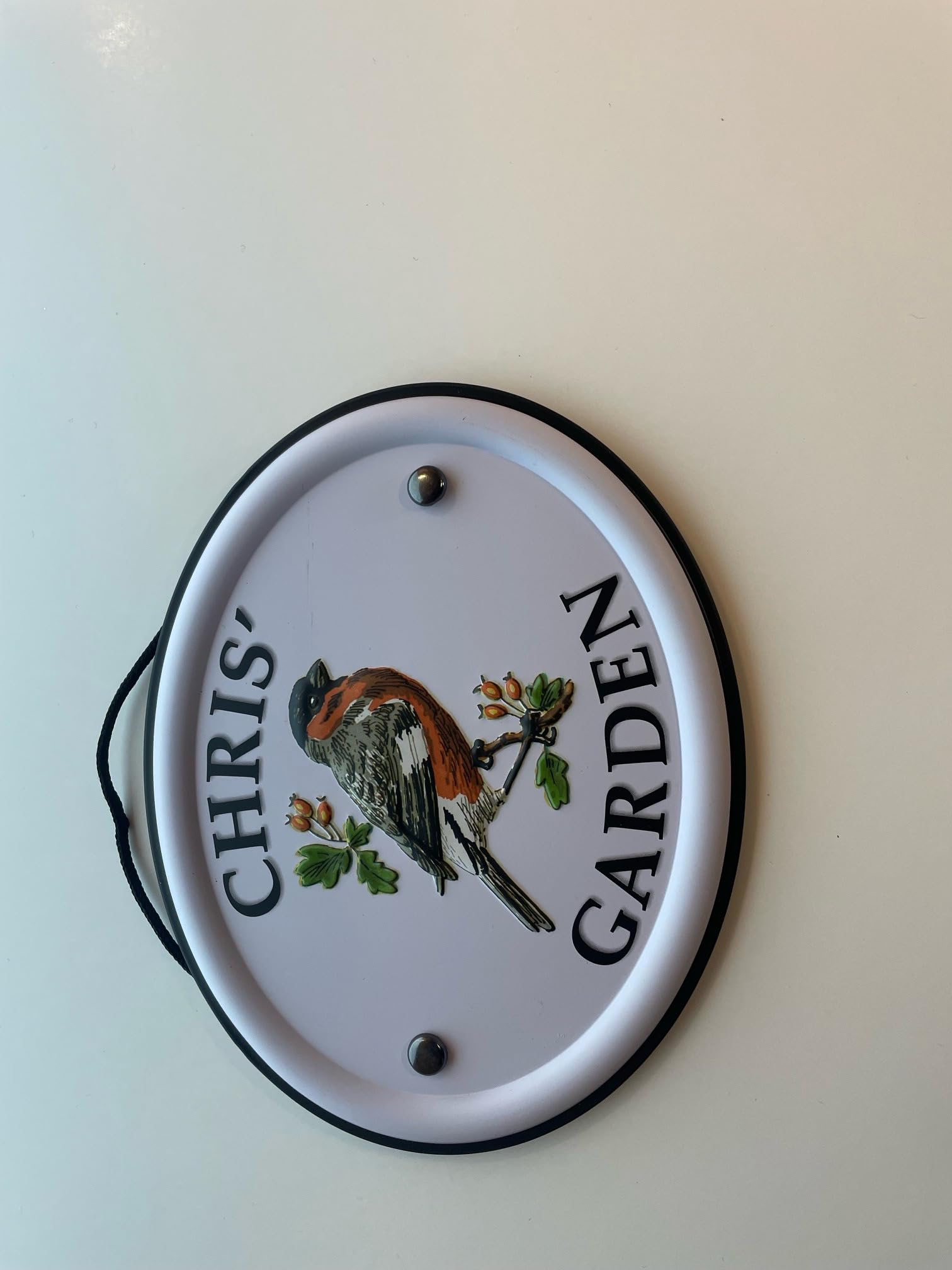 Personalised Embossed Metal Garden Sign 12x15cm – British Bird Design – Outdoor Decorative Hanging Garden Plaque – Weatherproof Metal Sign for Garden Walls Fences or Sheds (Chris)