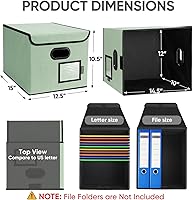 Vista 2 de Caja organizadora de archivos BALEINE con tapa, organizador de carpetas de archivos plegable con deslizador de plástico, caja de carpetas