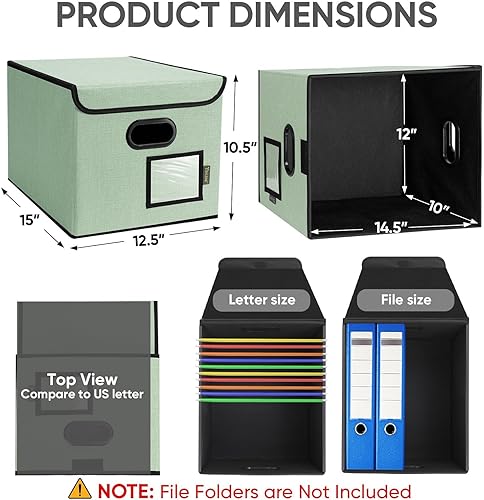 Miniatura 2 de Caja organizadora de archivos BALEINE con tapa, organizador de carpetas de archivos plegable con deslizador de plástico, caja de carpetas