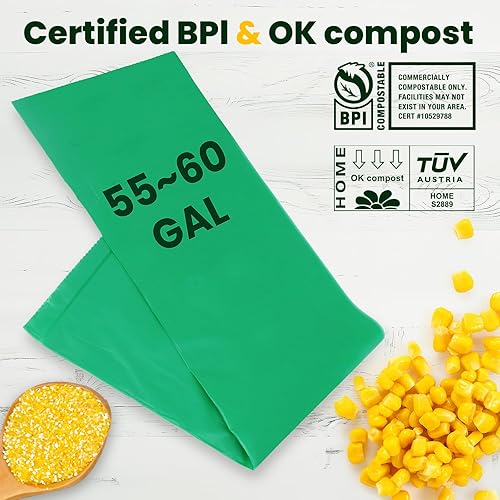 Miniatura 37 de Bolsas de abono de 1.3 galones, 100 unidades, pequeñas bolsas de basura compostables para encimera de cocina, contenedor de compost de 0.75, 1,1.2
