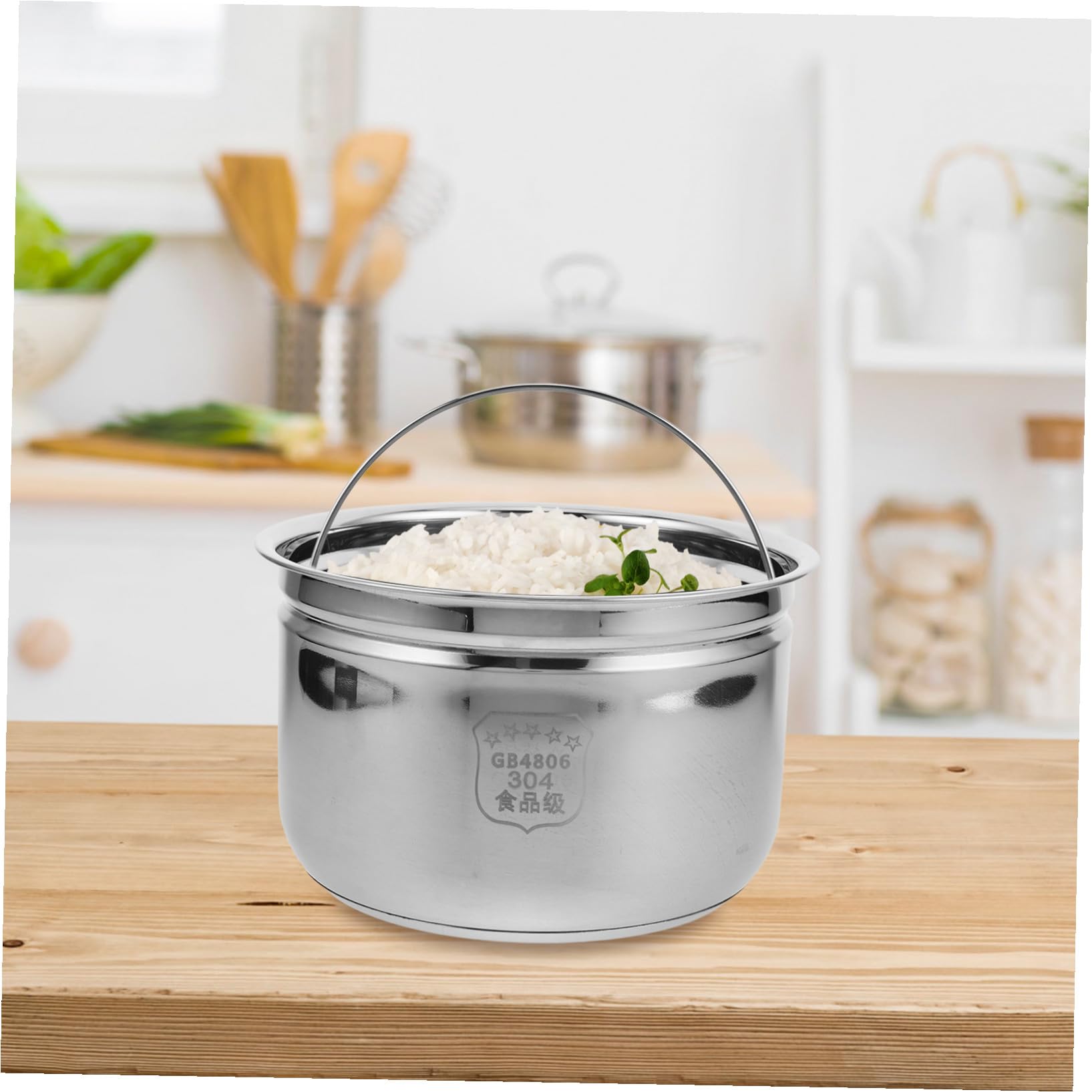 Cuve Intérieure Inox Pour Cuiseur À Riz Électrique Panier Vapeur Avec Panier D’Égouttage Séparation Riz Et Soupe Remplacement Pour Cuiseur À 8.46 X 5.12 in