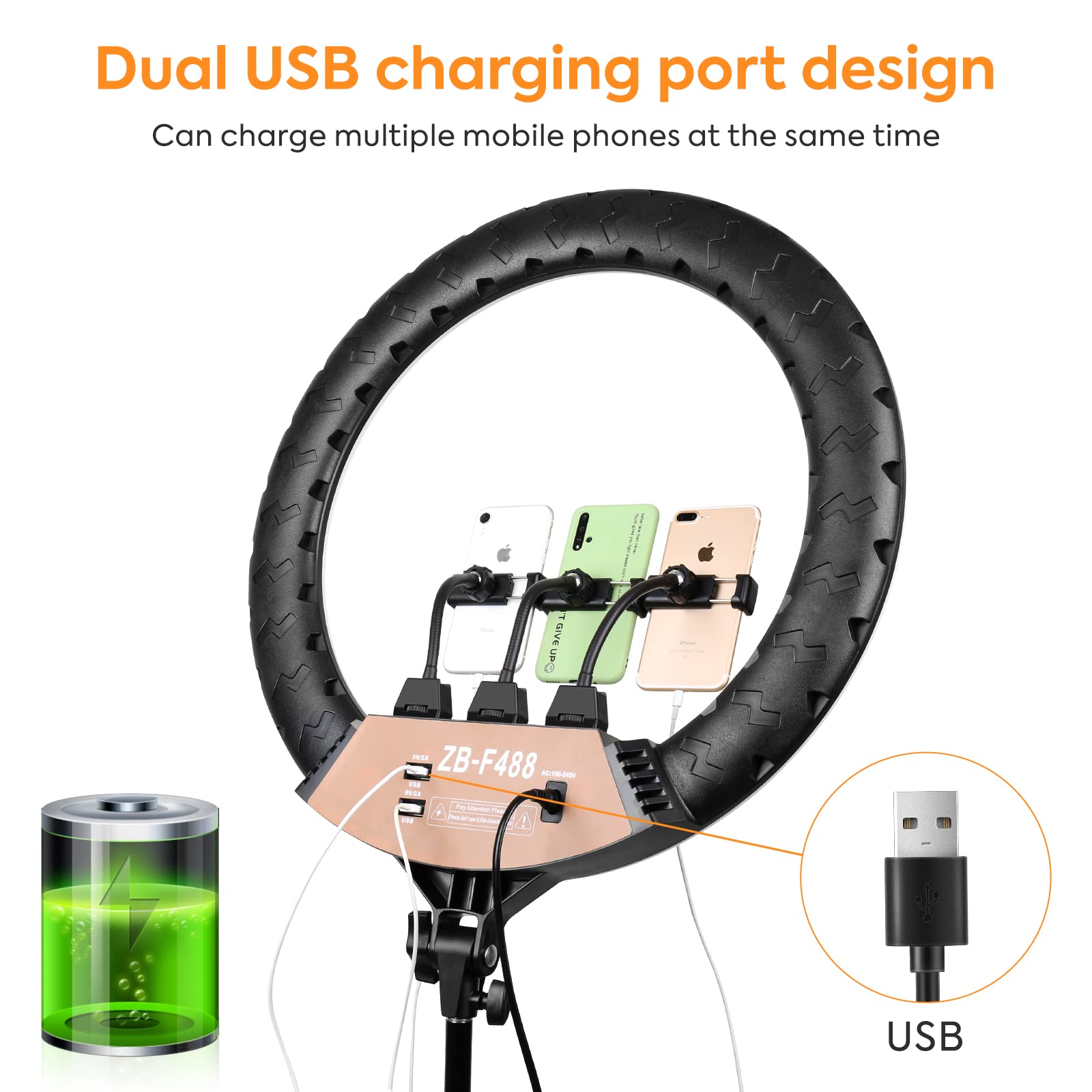 22 Zoll LED Ring Licht 3200-6500K Beleuchtung Kit 600pcs LED Perlen mit Lichtständer & 3 Telefon Halter für Smartphone YouTube Tik Tok Live Stream Porträt Make-up Vlog Video Fotografie