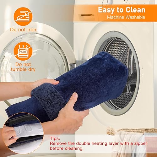 Miniatura 7 de Calentador eléctrico de pies y almohadilla térmica 2 en 1, calentador de pies de doble cara con 6 niveles de temperatura y 3 temporizadores,