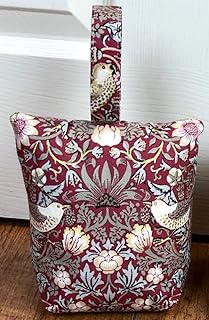 FILLED Door Stopper, Door Stop, William Morris Strawberry Thief Fabric, Handmade, Gift Idea, British product (Red)