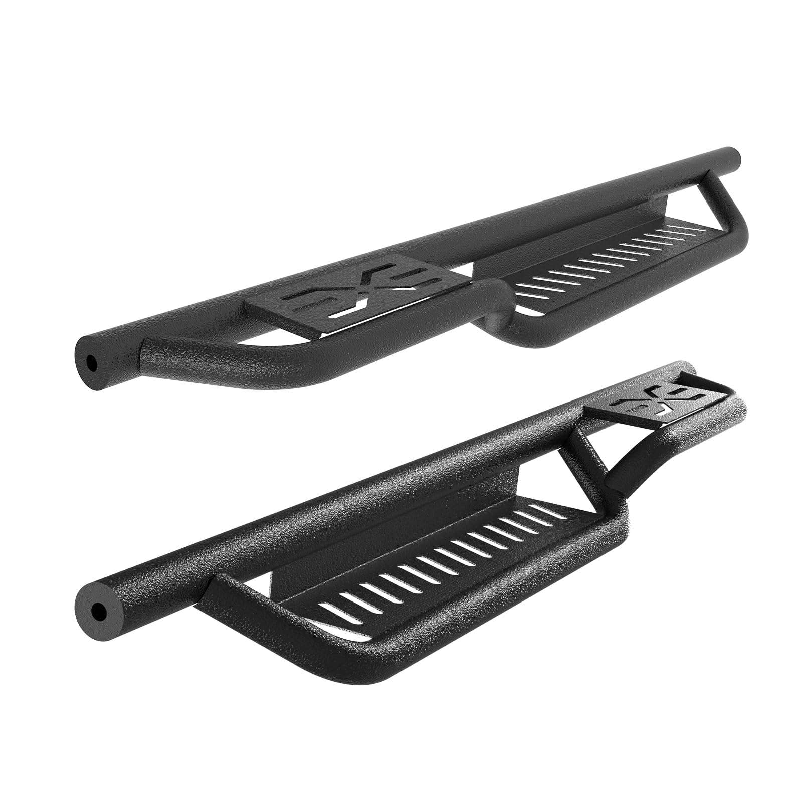 Running Boards w/Two Stairs Design All-Steel Build, Bolt-on Side Steps Compatible with 1997-2006 Jeep Wrangler TJ 2 Door, Black Powder Coated Nerf Bar