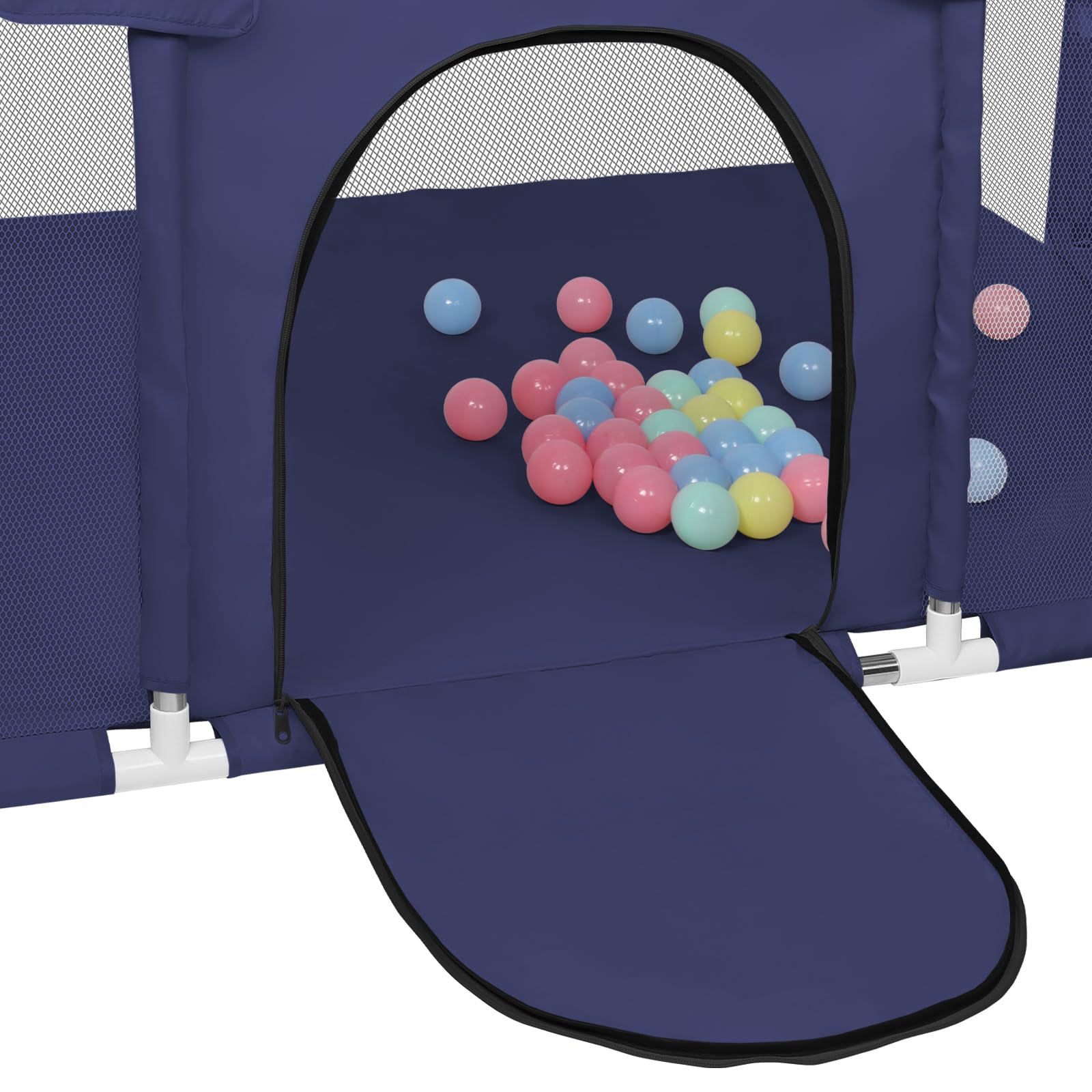 Parc Bébé, 180x120 cm Parc Enfant en tissu oxford, Playpen Baby avec Maille Respirante, Centre d'activités pour Enfants (180 x 120 cm / 50 petites boules + 4 anneaux de traction)