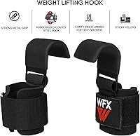 Vista 5 de Weight Lifting Hooks, Non-Slip Rubber Coated Grips, 7mm Neoprene Wrist Support Padding, Power Lifting Barbell Rows Dead Lifts Chin Pull Up Fitness