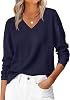 Suéteres ligeros de otoño para mujer, manga larga, cuello V 1