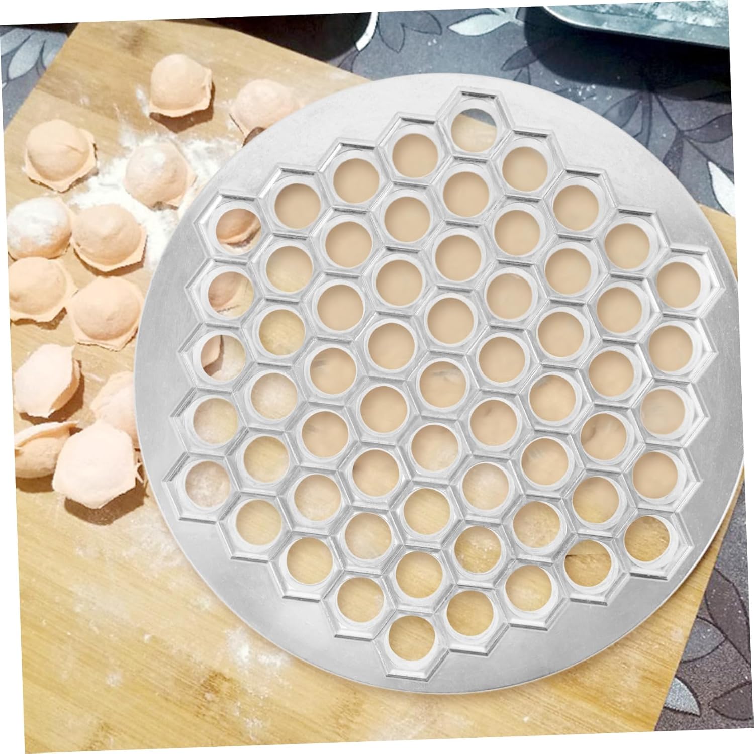 Ciieeo 61-Cavity Aluminum Dumpling Maker Multi-Hole Ravioli Mold for Household Use Reusable Press for Easy Dumpling Preparation