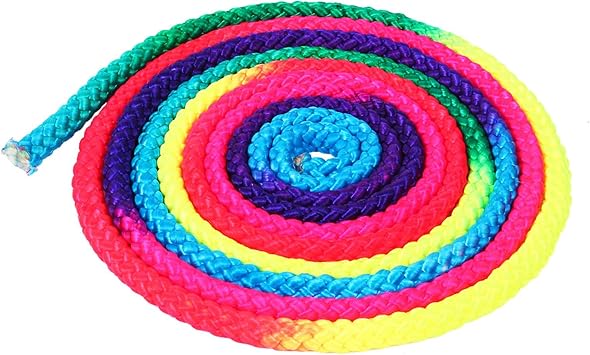 110.23in Rhythmic Gymnastics Rope, Solid Nylon Arts Training Rope, Rainbow Gymnastic Jump Rope for Home Exercise, Fitness, Yoga, Outdoor Activities