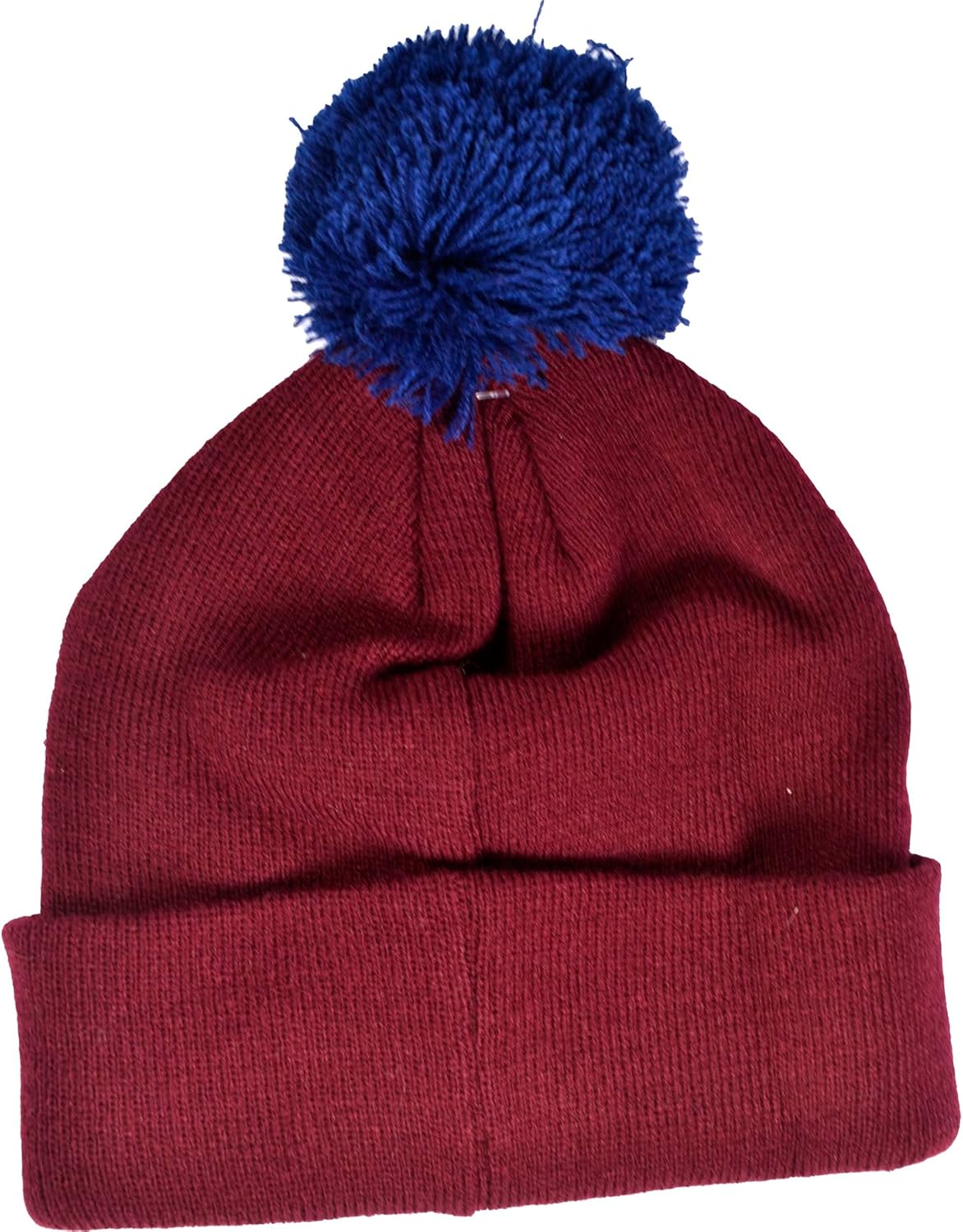 Hy-Pro FC Barcelona Official Football Knitted Beanie Hat, Burgundy with Blue Pom Pom, Club Crest Design - Image 2
