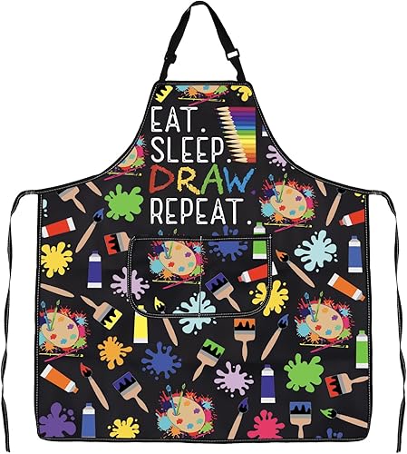 VAMSII Pintor Artista Regalos Delantal de Dibujo para Artistas con Bolsillos Regalos para Profesores de Arte Pintura Regalo de Clase de Pintura
