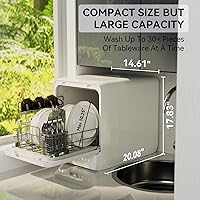 Vista 2 de Hermitlux Lavavajillas de encimera, 6 programas de lavado lavavajillas portátil de tamaño delgado