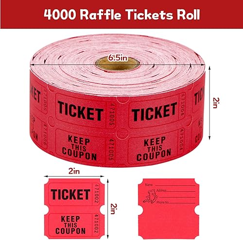 Miniatura 3 de MOJIEZUO Tambor de rifa de acrílico, tambor giratorio profesional con 4000 boletos rojos de rifa doble, caja de boletos de rifa giratoria para