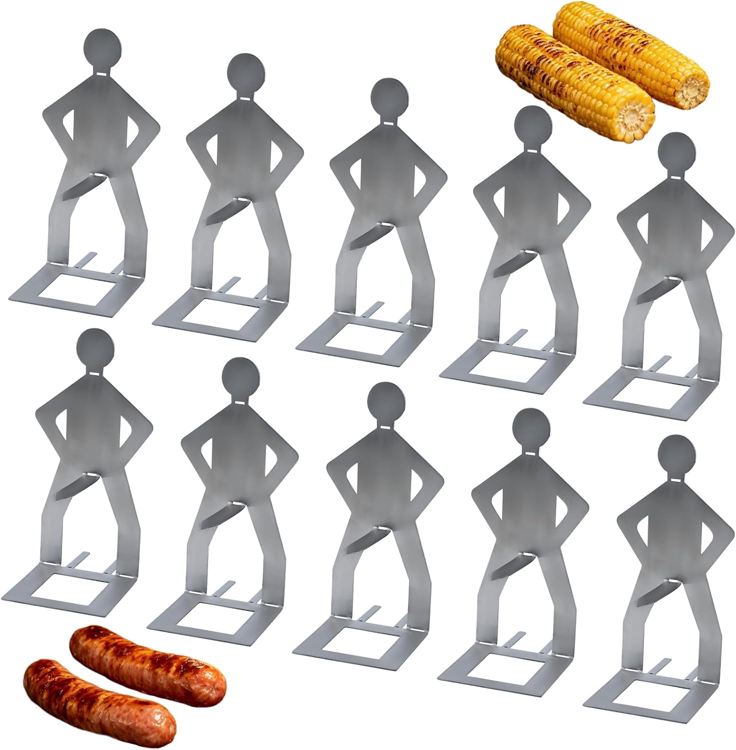 10Pcs Funny BBQ Stand Man Hot Dog Holder, Portable Hotdog and Sausage Stand