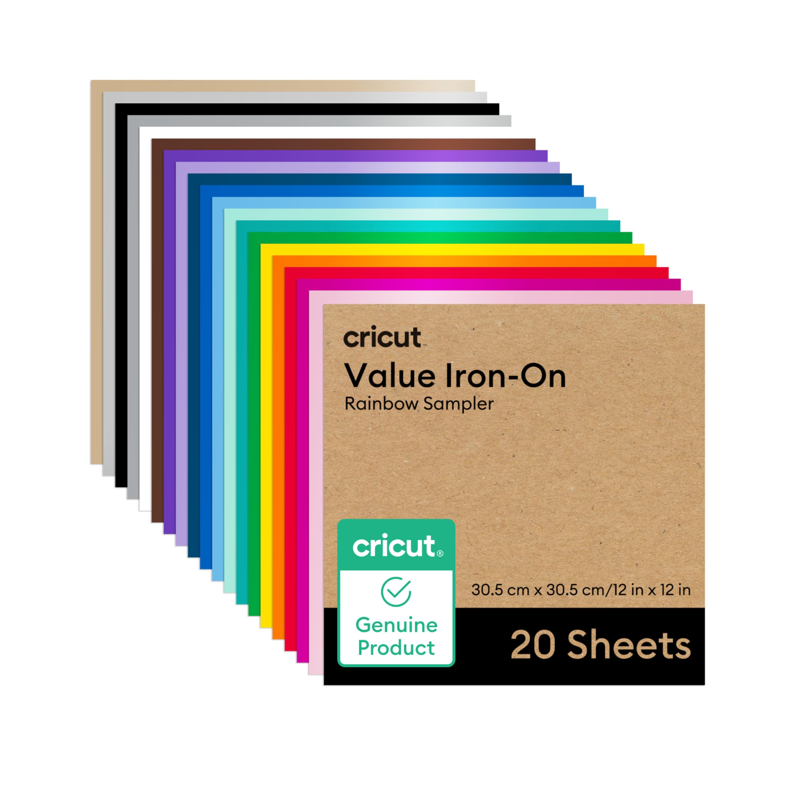 Cricut® Value Iron-On, Rainbow Sampler - 12 in x 12 in (20 ct)- HTV Heat Transfer Vinyl-image-47
