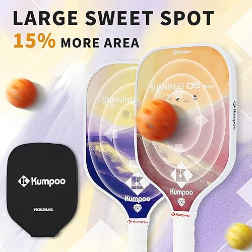 Miniatura 2 de Pickleball Paddle, Fiberglass Pickleball Paddle Set with Cover, Large Sweet Spot Pickle Ball Racket with PP Honeycomb Core for Women, Men,