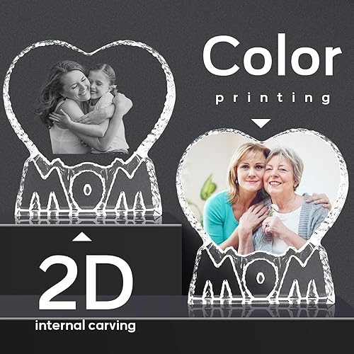 Miniatura 3 de Foto de cristal 3D personalizada, marco de fotos en forma de corazón con luz nocturna de cristal 3D, el mejor regalo para parejas, amor, mujeres,