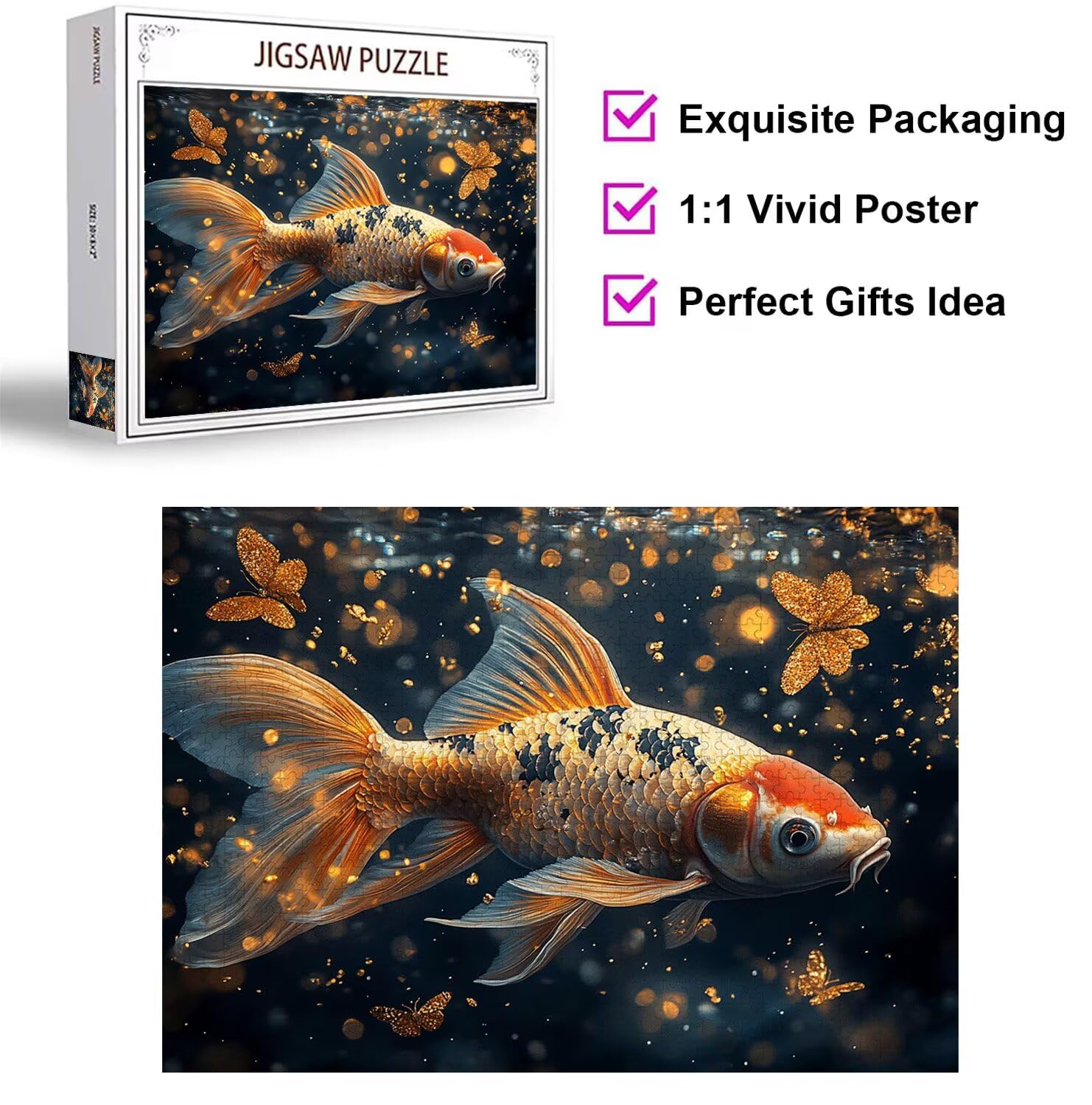 Puzzle 3000 elementów dla dorosłych, gry rodzinne, Koi Fish Dreamy, n-323