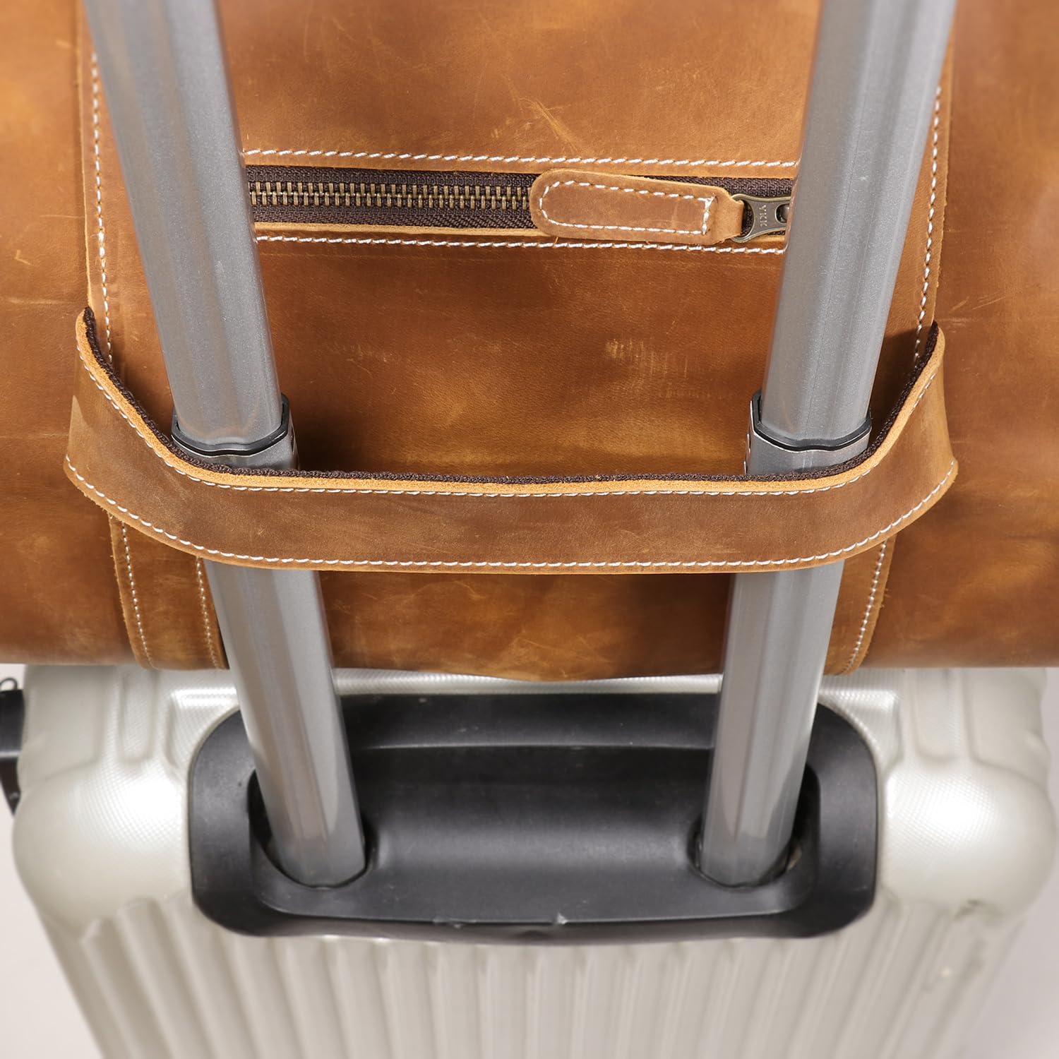 Mens Leather Duffel Bags YKK Zipper Sport Vintage Leather Travel Gym Bag Weekender Overnight Classic Gift Genuine Gym Overnight Carry On Bag (Brown, 24 Inch) - Image 7