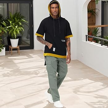 Amazon.com: Covisoty Mens Short Sleeve Hoodie Soft Cotton Color