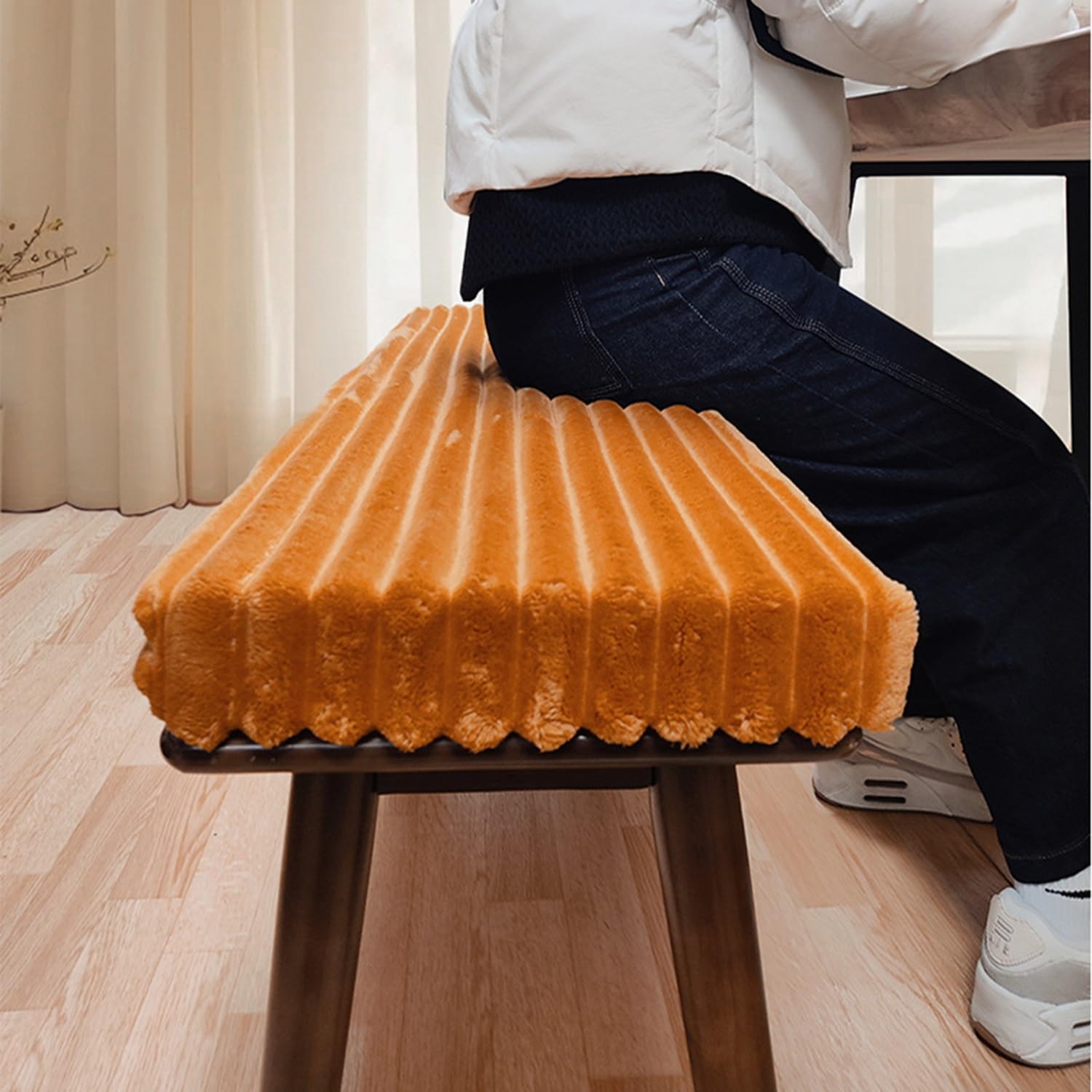Banco para interiores y exteriores, 120 x 40 cm de grosor y cálido, antideslizante con cremallera para una fácil limpieza, ideal para jardín y uso doméstico, cómodo accesorio de asiento