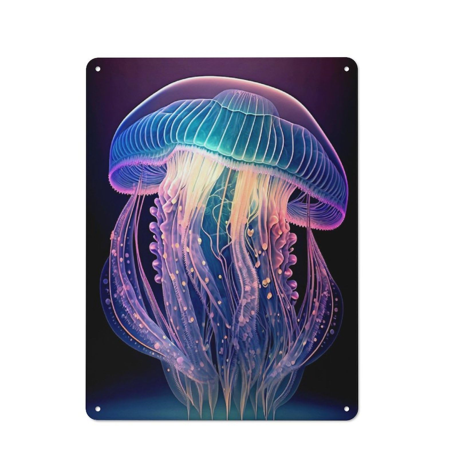 Jellyfish Retro Metal Wall Decor 40x30cm, Tin Wall Sign for Bakery, Diner, Cafe Or Family Room
