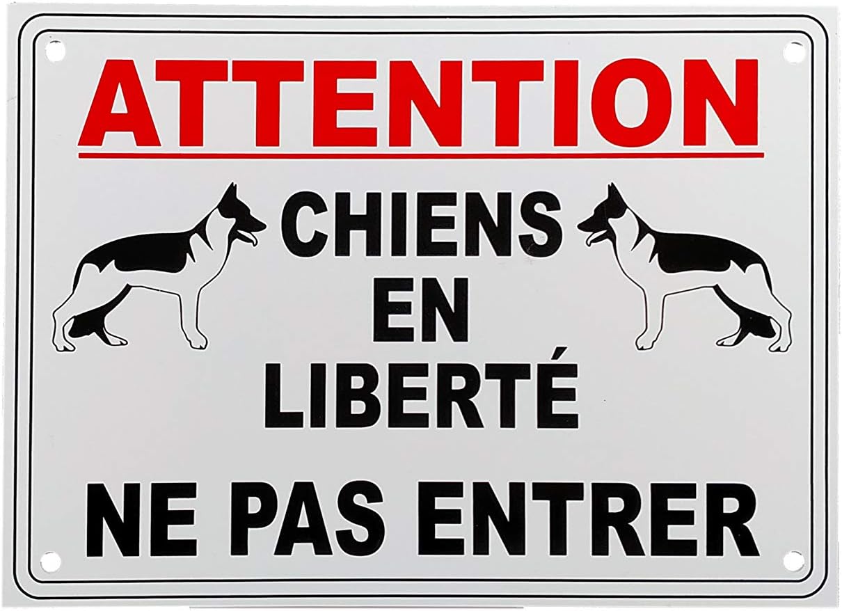 Panneau extérieur 'ATTENTION CHIENS EN LIBERTÉ NE PAS ENTRER' - PVC