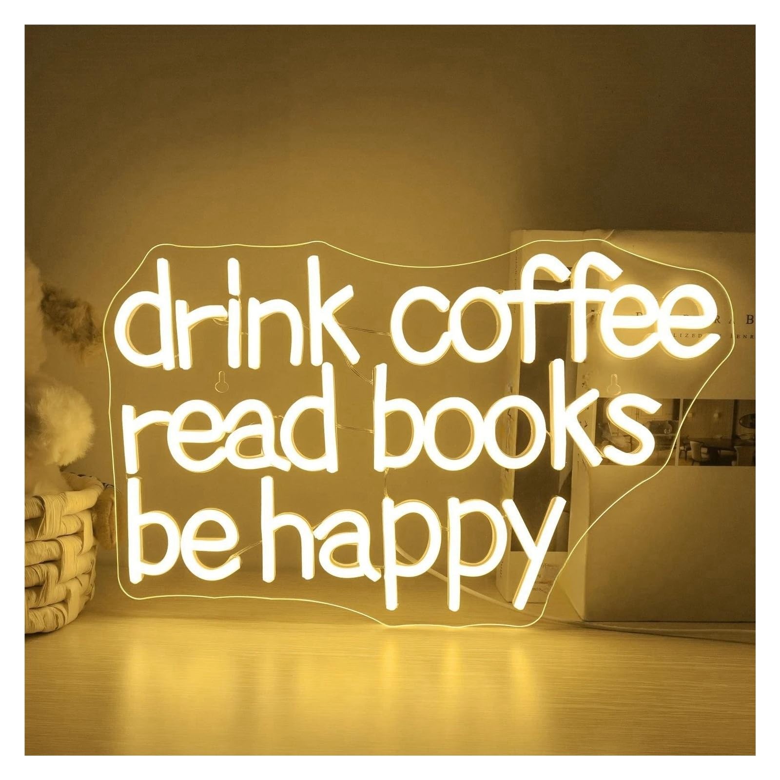 LEMST Signs Lamp Read Books Neon Signs for Wall Decor Art Letter Lights Room Decoration for Bedroom Library Study Reading Club Dimmable Lamp(42x26cm)