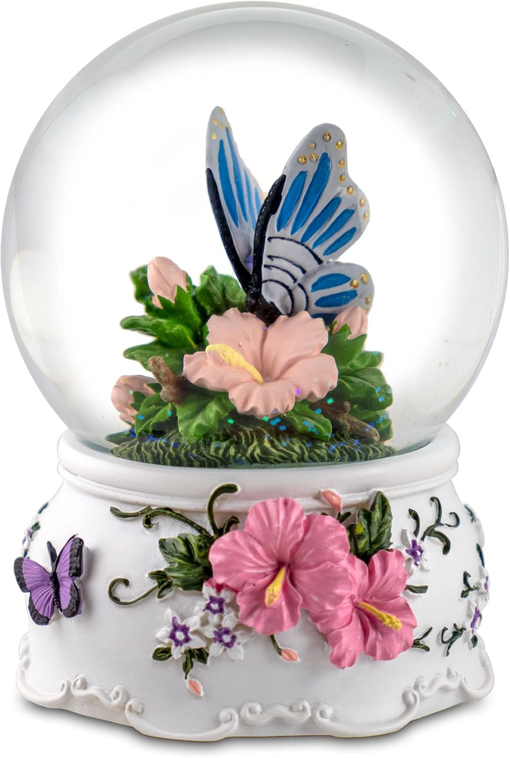 100 MM Butterfly with Flowers Water Globe by The San Francisco Music Box Company