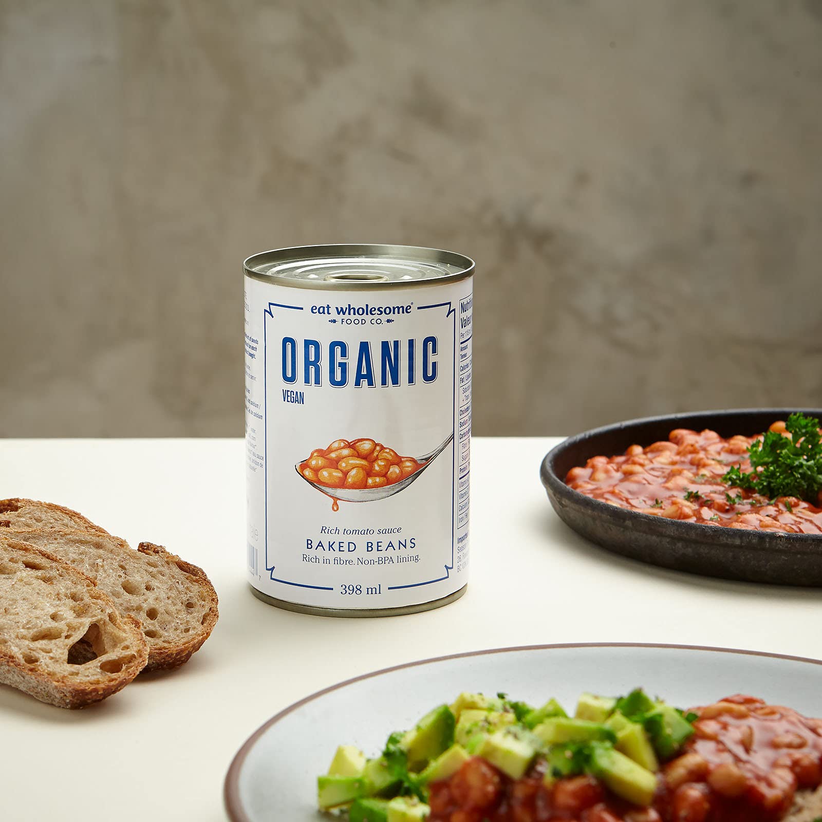 Eat Wholesome Frijoles Horneados Orgánicos 400g Paquete de 12 Salsa de Tomate Bajo en Grasa Vegano