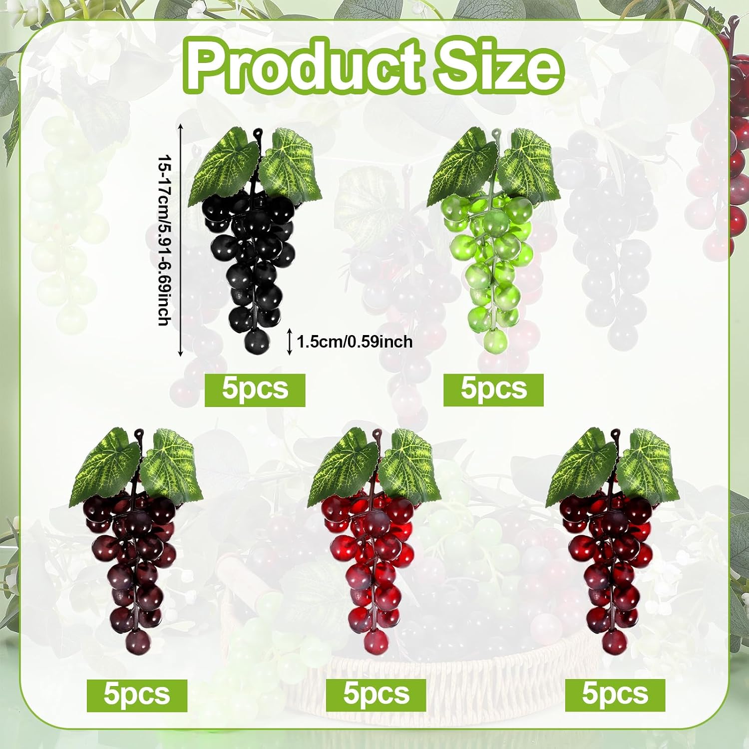 25 Pcs Artificial Grapes Bulk, Artificial Grapes for Decoration, Decorative Grapes Bunches Rubber Grape Bundles for Vintage Wedding Favor Fruit Wine Decor Faux Fruit Props