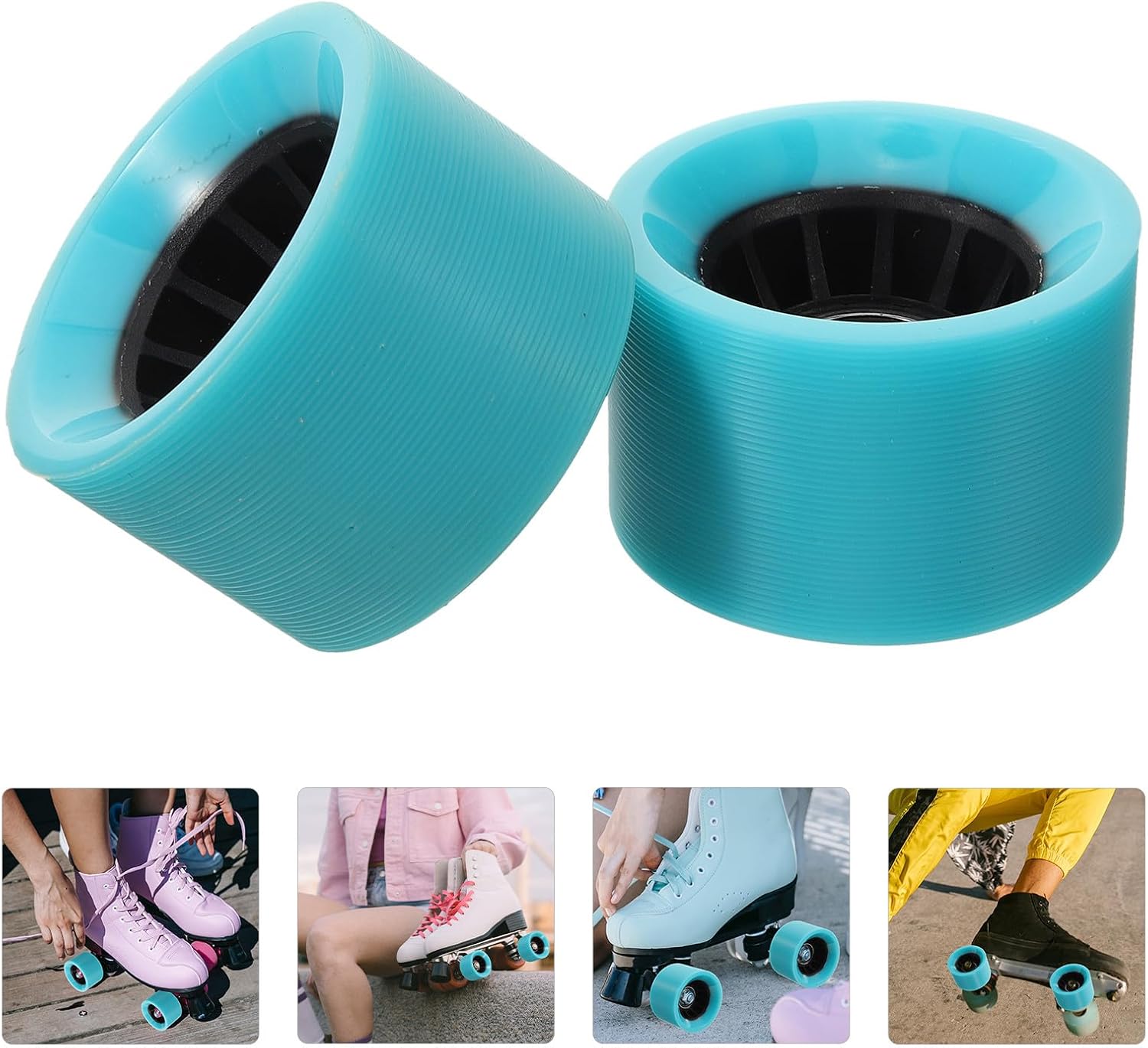 NOLITOY 4pcs Roller Skate Wheels Replacement 90a Pu Small Sturdy Skate Wheels for Outdoor Quad Roller Skating Supplies