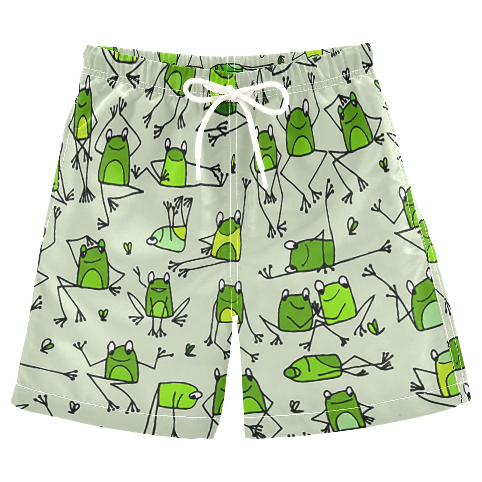 Boys Swim Trunks Cute Animal Frog Swimming Beach Board Shorts Trunks Swimwear Bathing Suit Swimsuit Beachwear Multicoloured