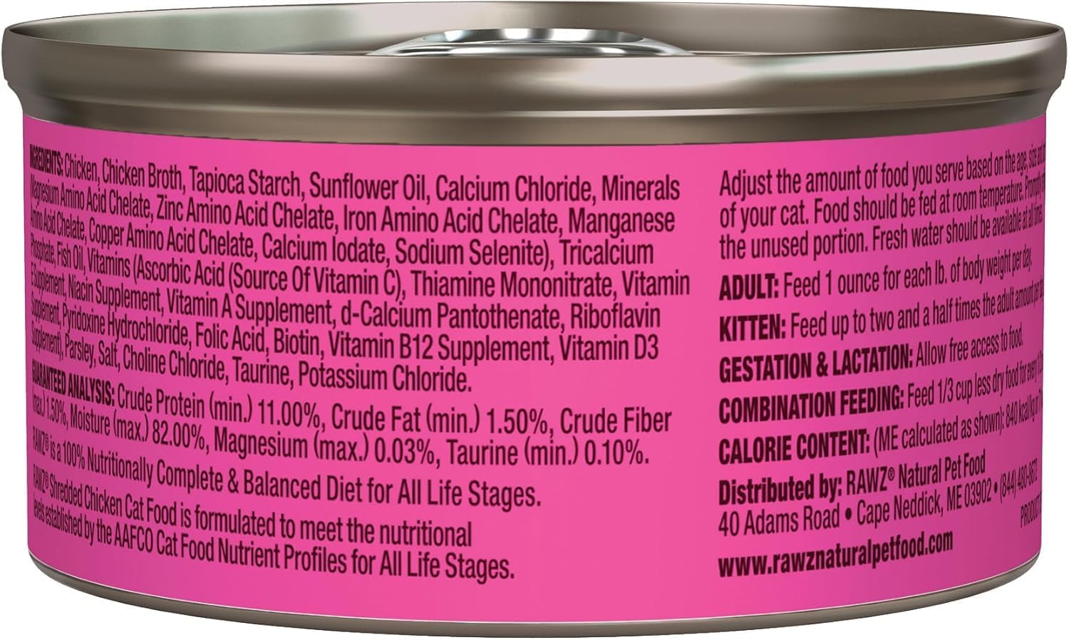 Rawz Natural Premium Canned Cat Wet Food Shredded -12 Pack Cans Variety Pack -4 Flavors - (Tuna & Salmon, Chicken & Duck, Tuna & Chicken, Chicken) Can Lid - (3oz Cans)