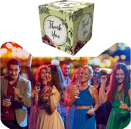 Miniatura 5 de XCXGYCA Paquete de 20 cajas de cartón de agradecimiento de 3 x 3 x 3 pulgadas, cada caja de cartón cuadrada con diseño floral, perfecta para bodas,