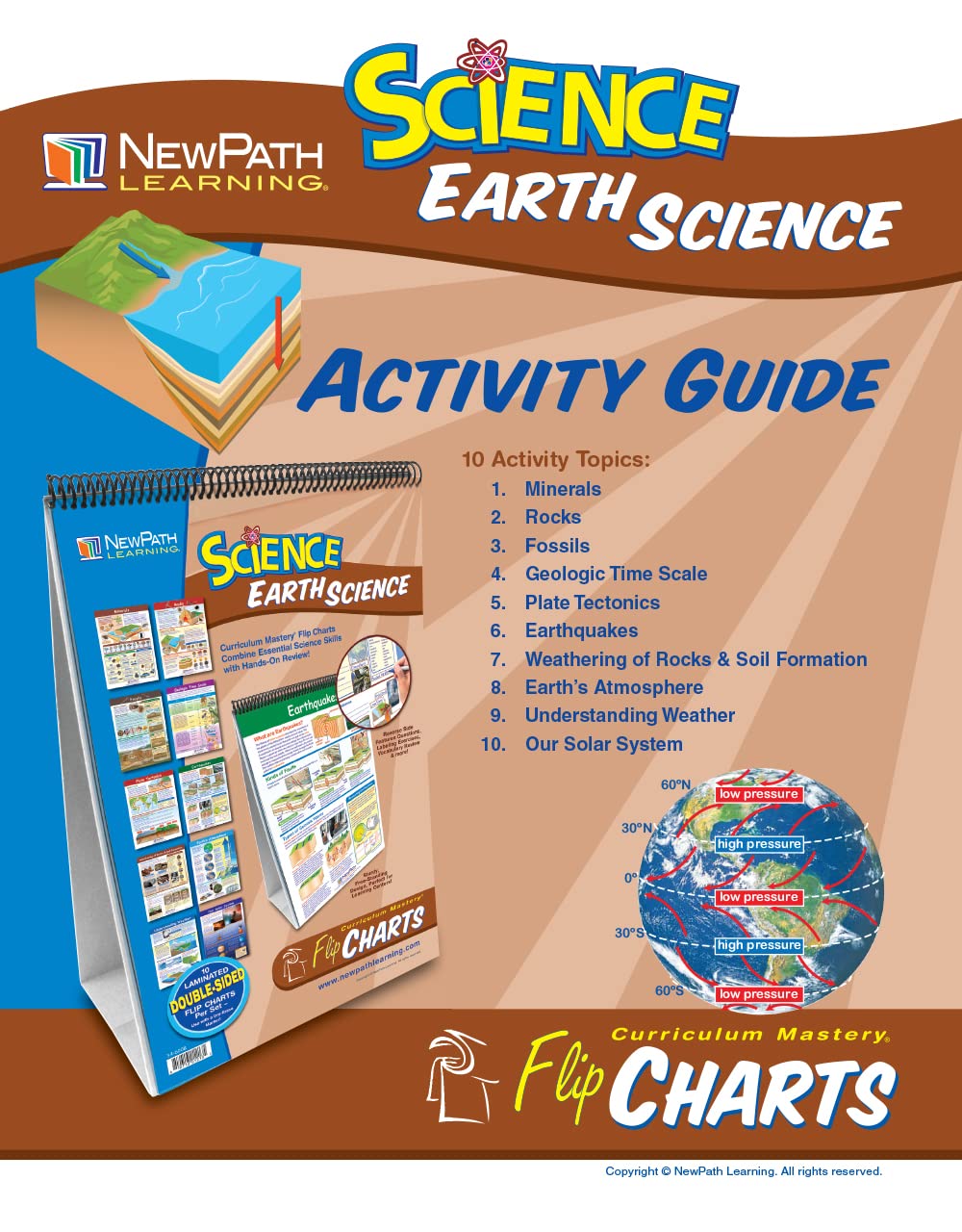 NewPath Learning-34-6008 10 Piece Mastering Middle School Earth Science Curriculum Mastery Flip Chart Set, Grade 5-9